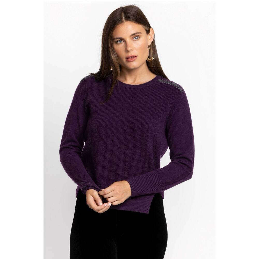 Johnny Was Mishka Purple Waffle Knit Pullover Sweater Wool Cashmere Size Medium